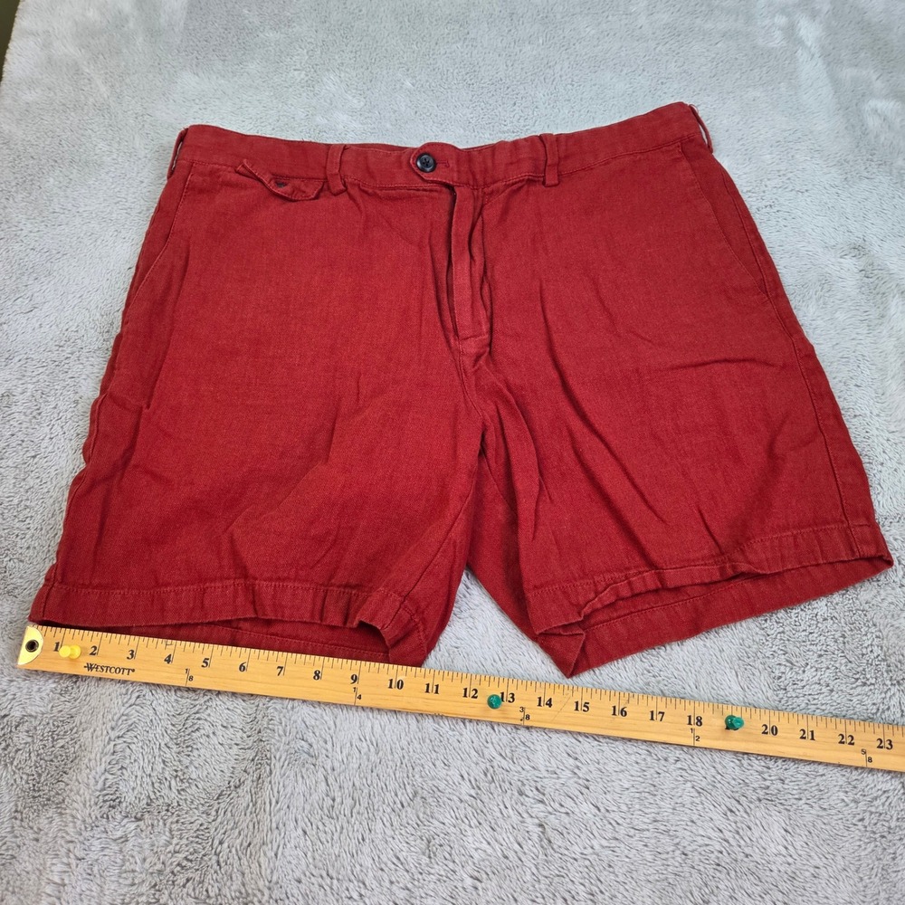 Banana Republic Linen Cotton Shorts Mens 38 Flat Front Coin Pocket Rust Red 79ch
